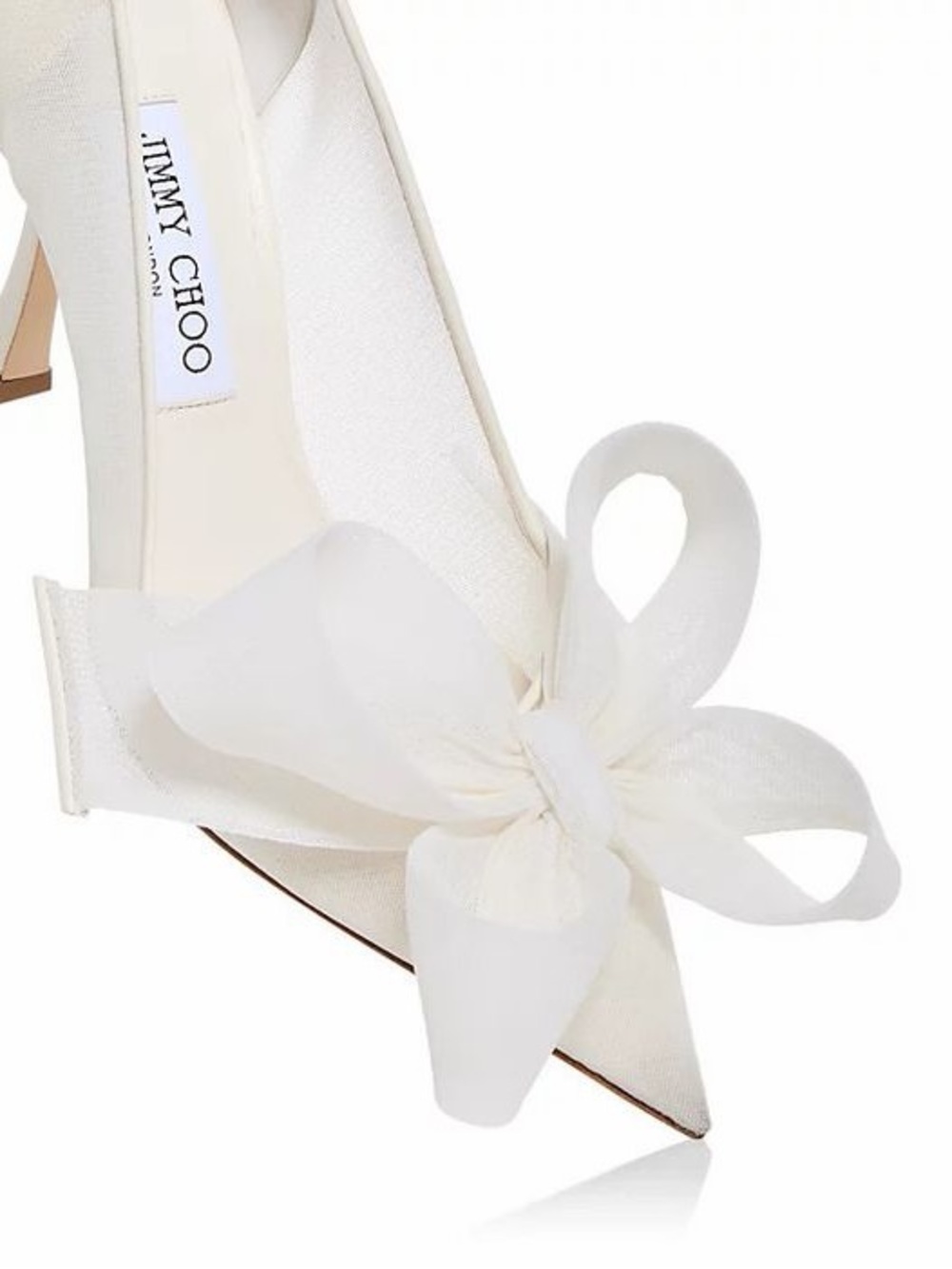 Jimmy Choo Staz 90 Mesh Bow Pointed-Toe Pumps in Ivory, Size 35, NEW w/Dust Bag